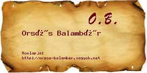 Orsós Balambér névjegykártya